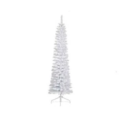 Albero Di Natale Pencil Pine Bianco Innevato Cm 180
