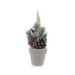 Decoro Natale Bosco Con Vaso Cm. 16
