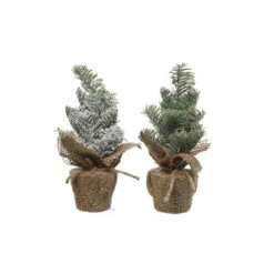 Alberino Di Natale Con Sacco Di Juta Cm 24