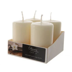 Candele Natale Bianco Lana Conf. 4 Pezzi
