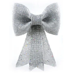 Fiocco Di Natale Glitter Argento Cm 30