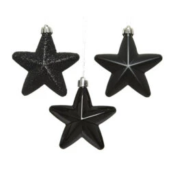 Addobbi Per Albero Di Natale Stelle Nere Set 6 Pezzi Cm. 7,5