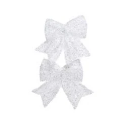 Fiocco Di Natale Bianco Cm. 12 Set 2 Pezzi
