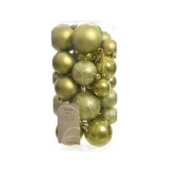 Box 30 Palline Di Natale Verde Oliva