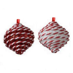 Decoro Natale Glitterato Bianco E Rosso Set 2 Pezzi