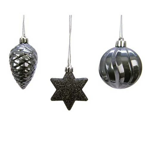 Addobbi Per Albero Di Natale Colore Stone Grey Set 3 Pezzi 3 Addobbi Per Albero Di Natale Colore Stone Grey Set 3 Pezzi