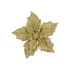 Stella Di Natale Oro Con Clip Cm. 12 Set 2 Pezzi