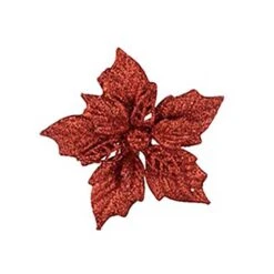 Stella Di Natale Rossa Con Clip Cm. 12 Set 2 Pezzi