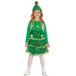 Costume Albero Di Natale Bimba 3/4 Anni
